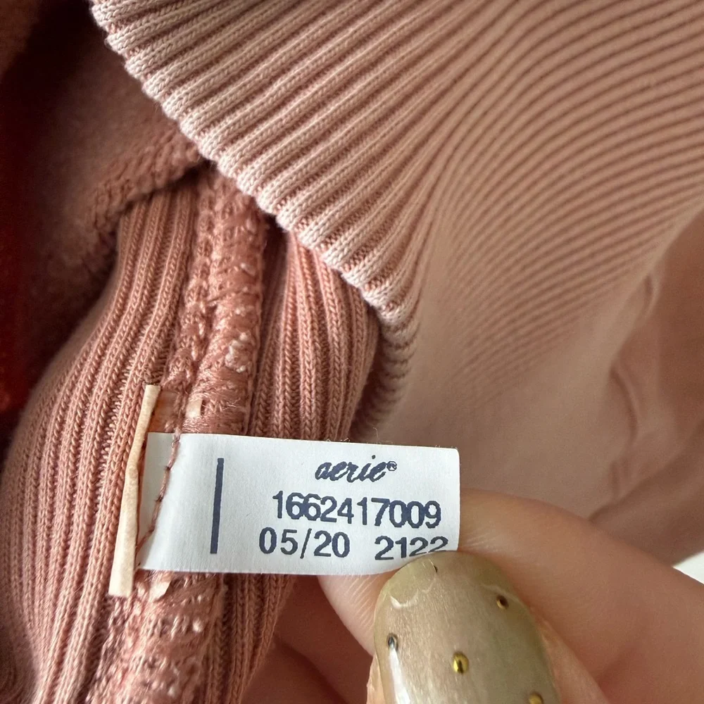 Aerie Women’s Crewneck Sweatshirt Pink Oversized Crewneck Side Slits Size L - Picture 7 of 7